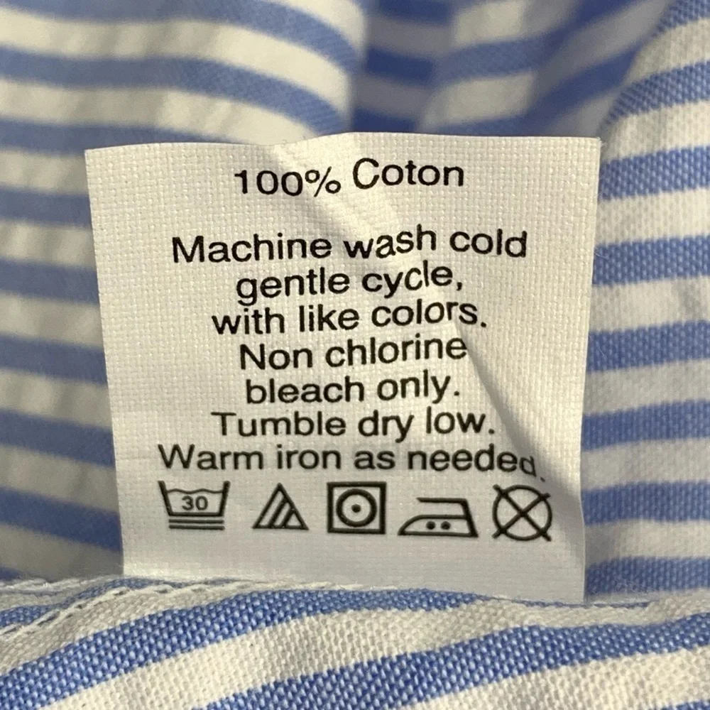 M NEW J Crew Men’s Blue White Striped Long Sleeve Button Down Shirt Medium